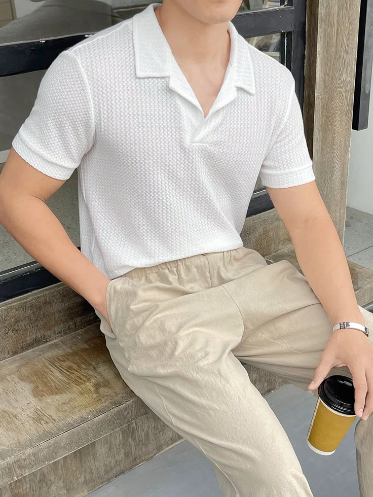 Premium Waffle Knitted Polo - White
