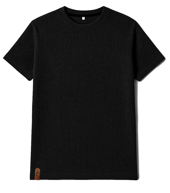 Waffle Knitted Tshirt - Black