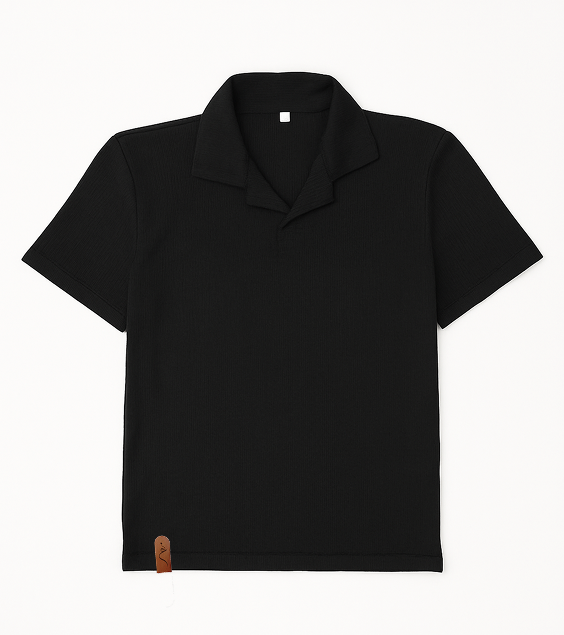 Premium Waffle Knitted Polo - Black