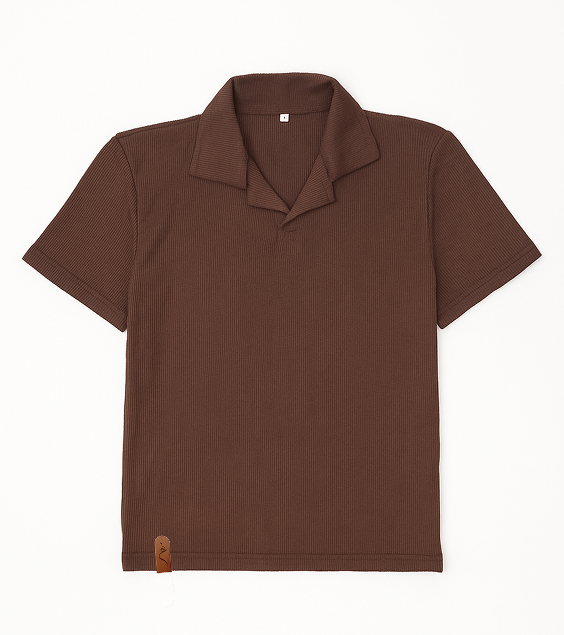 Premium Waffle Knitted Polo - Brown
