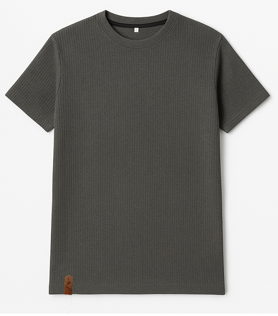 Waffle Knitted Tshirt - CHARCOAL