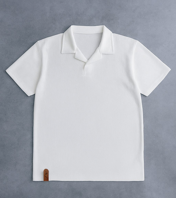 Premium Waffle Knitted Polo - White