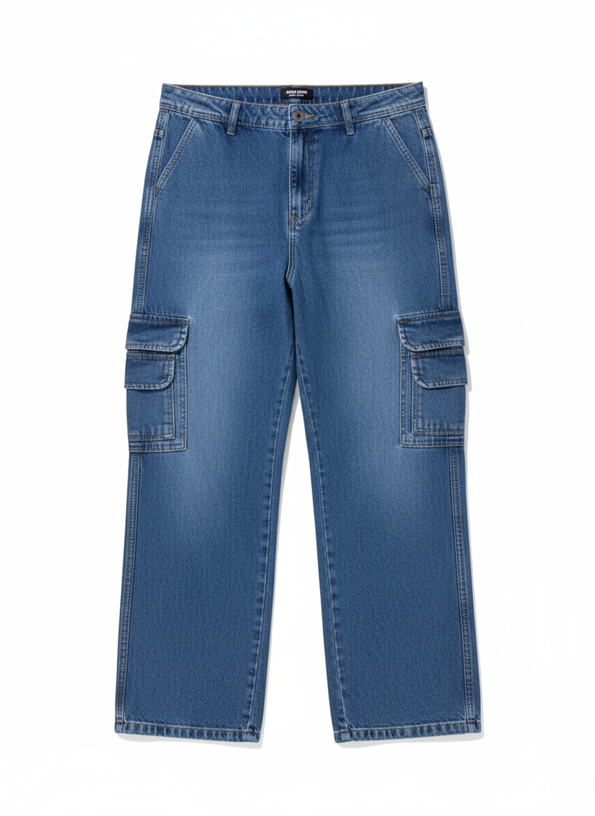Oversized deinm cargo baggy fit pants | Dark Blue