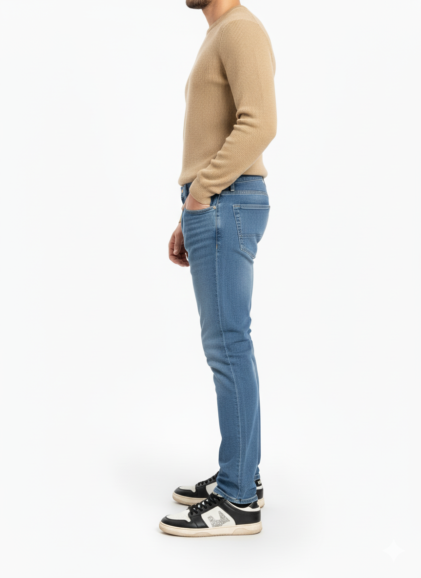 Blue denim straight fit Pants