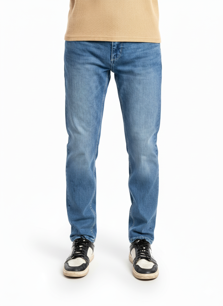 Blue denim straight fit Pants