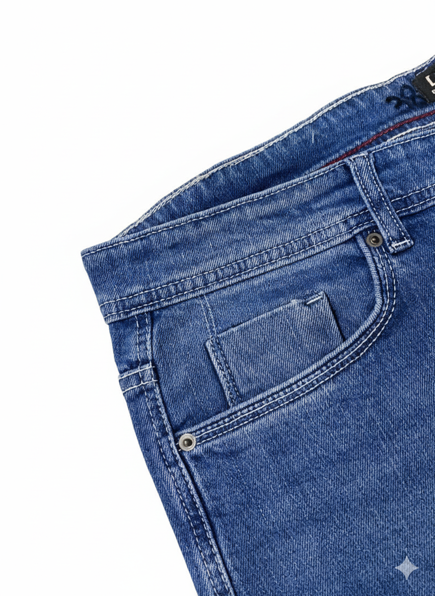 Blue denim straight fit Pants